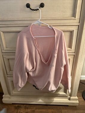 PINK Victoria's Secret Slouchy Off-the-Shoulder Sweatshirt - Pale Pink